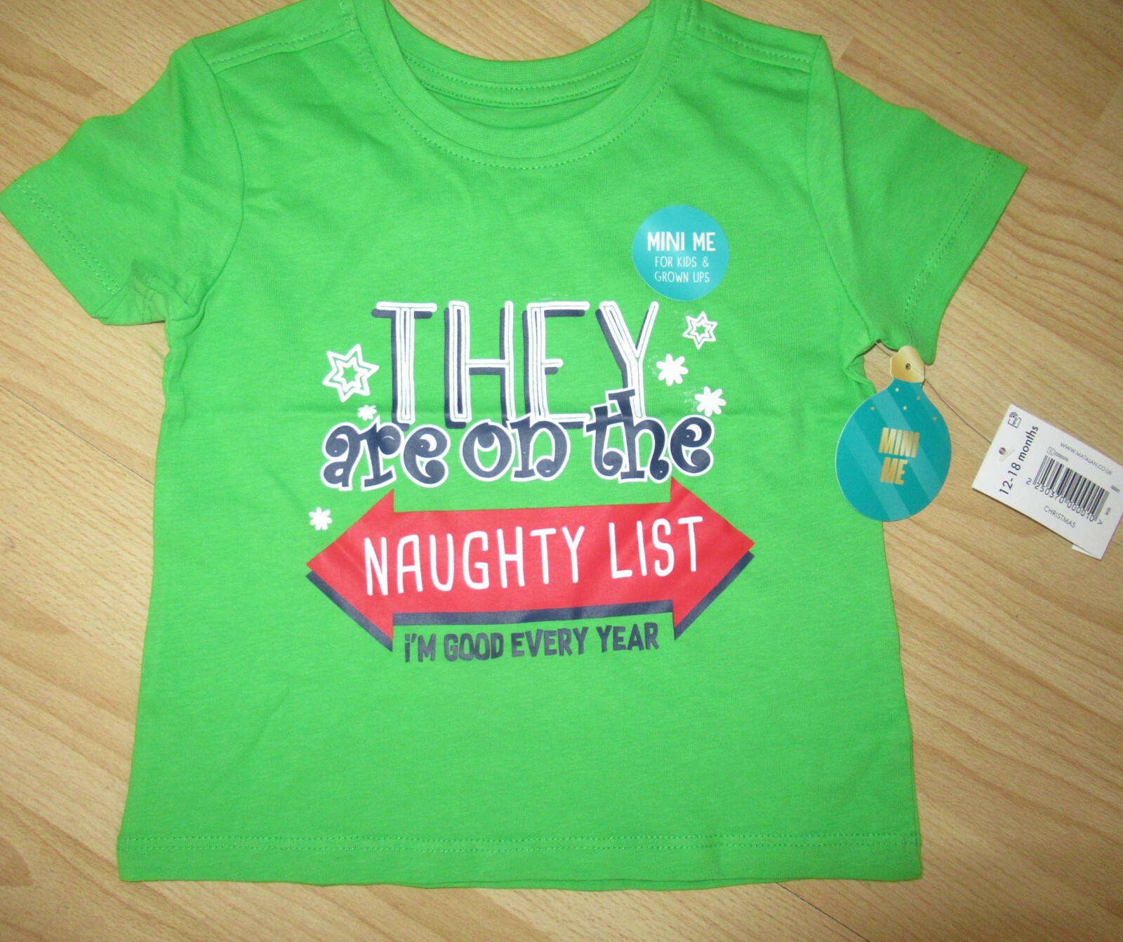 NEW BABIES MATALAN They are on the naughty list CHRISTMAS T SHIRT 12-18 months