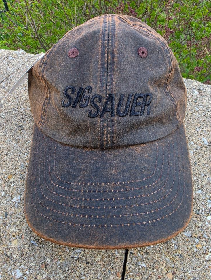 SIG SAUER BROWN OIL CLOTH Cap Hat Preowned Like New