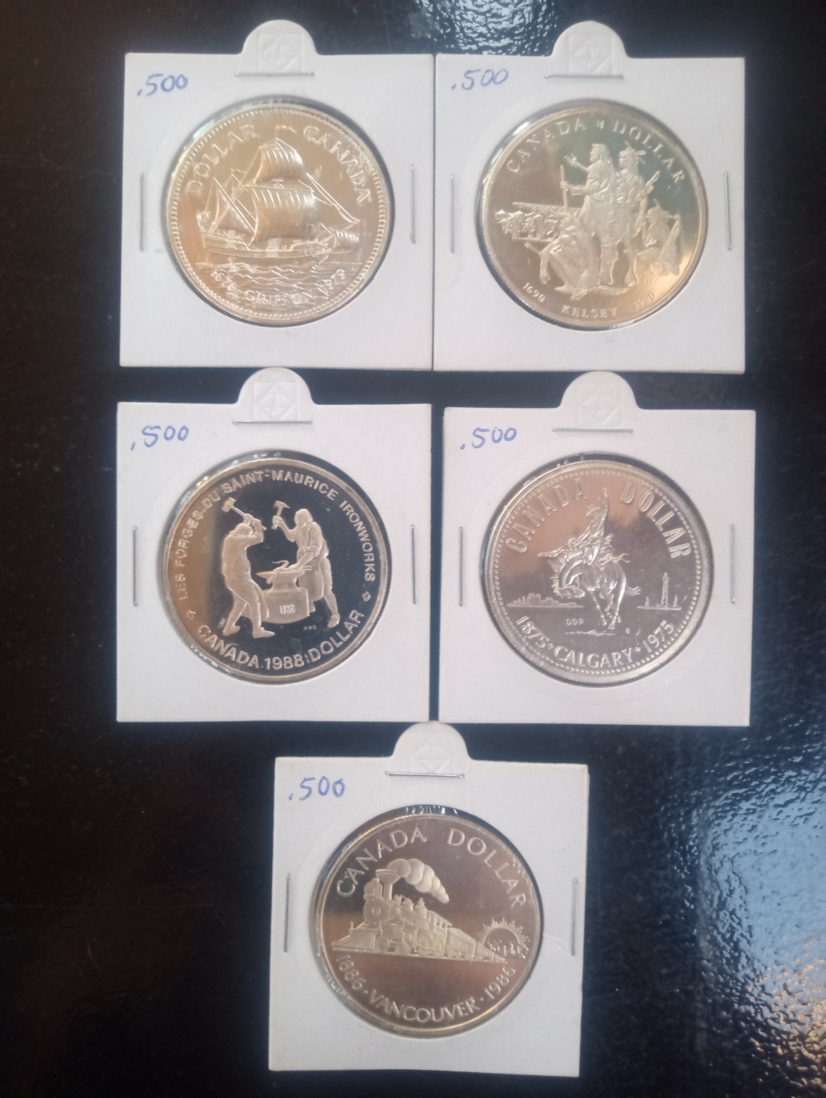 Commemorative Canadian 50% Silver Coin Lot Of 5