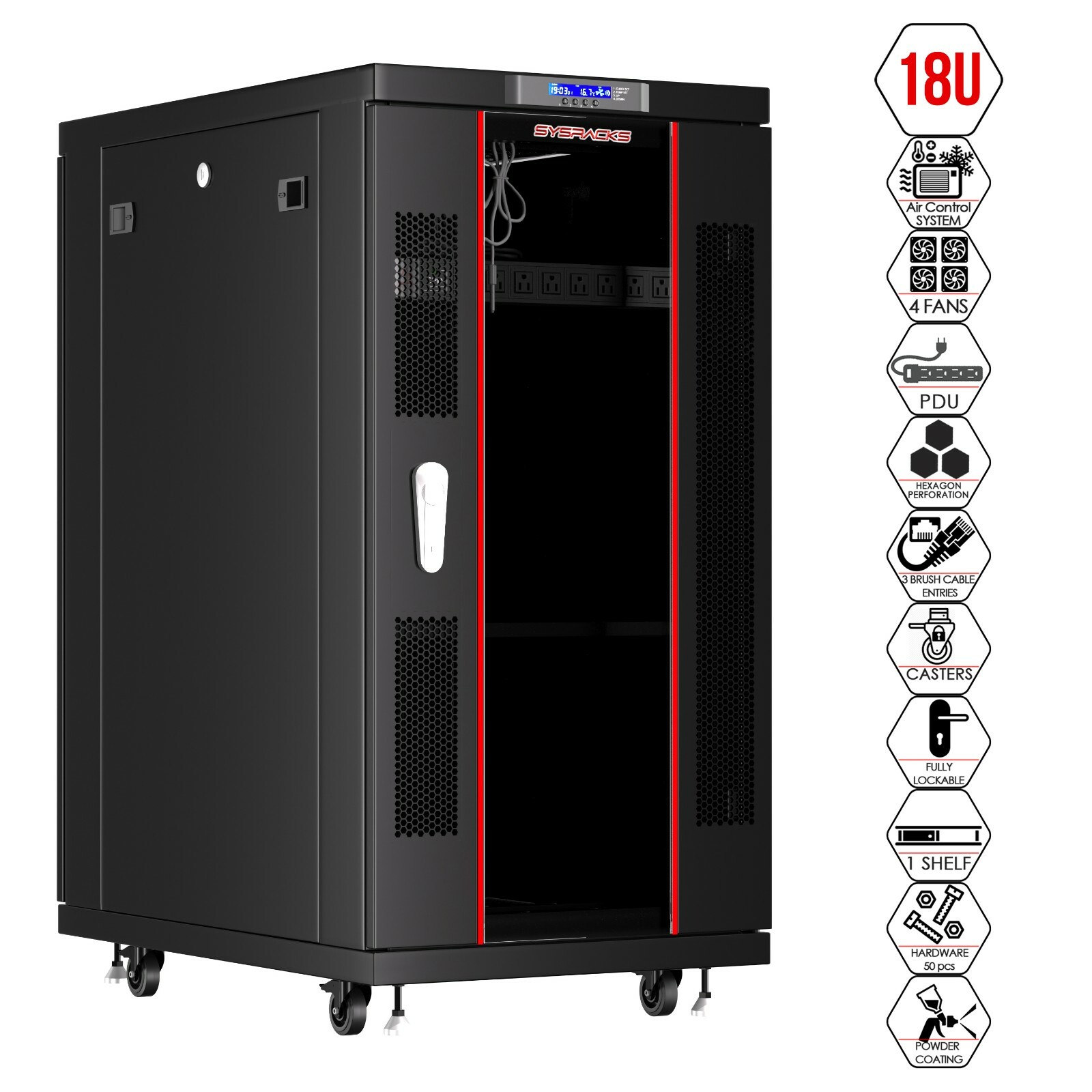 Server Rack 18U Network Cabinet 39" depth Data Server Cabinet - BONUS INCLUDED