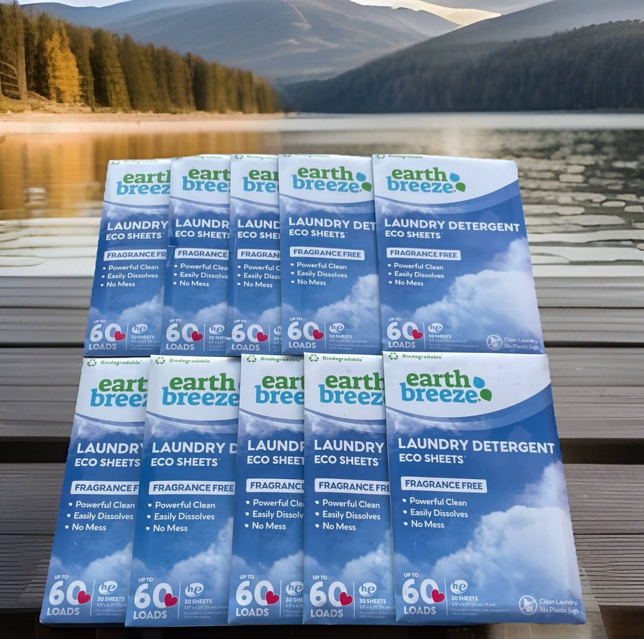 🔥 Lot Of 10 Packs • Earth Breeze Eco Laundry Detergent Sheets Fragrance Free HE