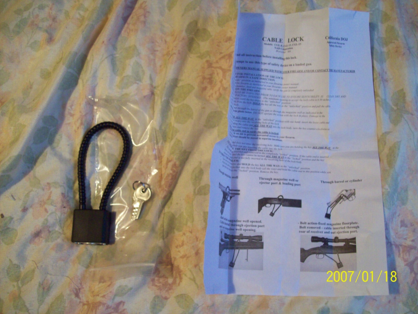 Cable Gun Lock CGL-8 CGL-13 CGL-15 NAD Corp 2 Keys- FAST SHIPPING!