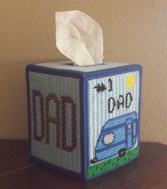 Handmade Finished Father's Day Tissue Box Cover home decoration Dad boat camper