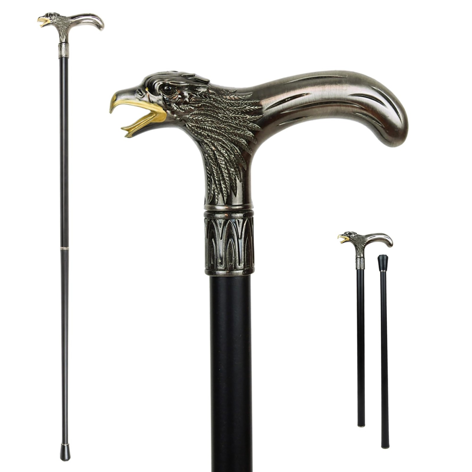 Eagle Head Cane Men Walking Stick - for One Size, black