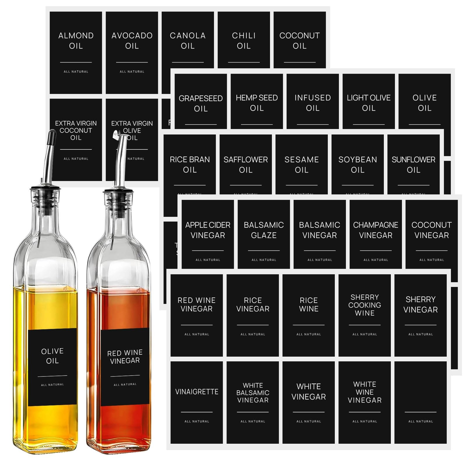 50 oil and vinegar labels for bottles,preprinted condiments label stickers fo...