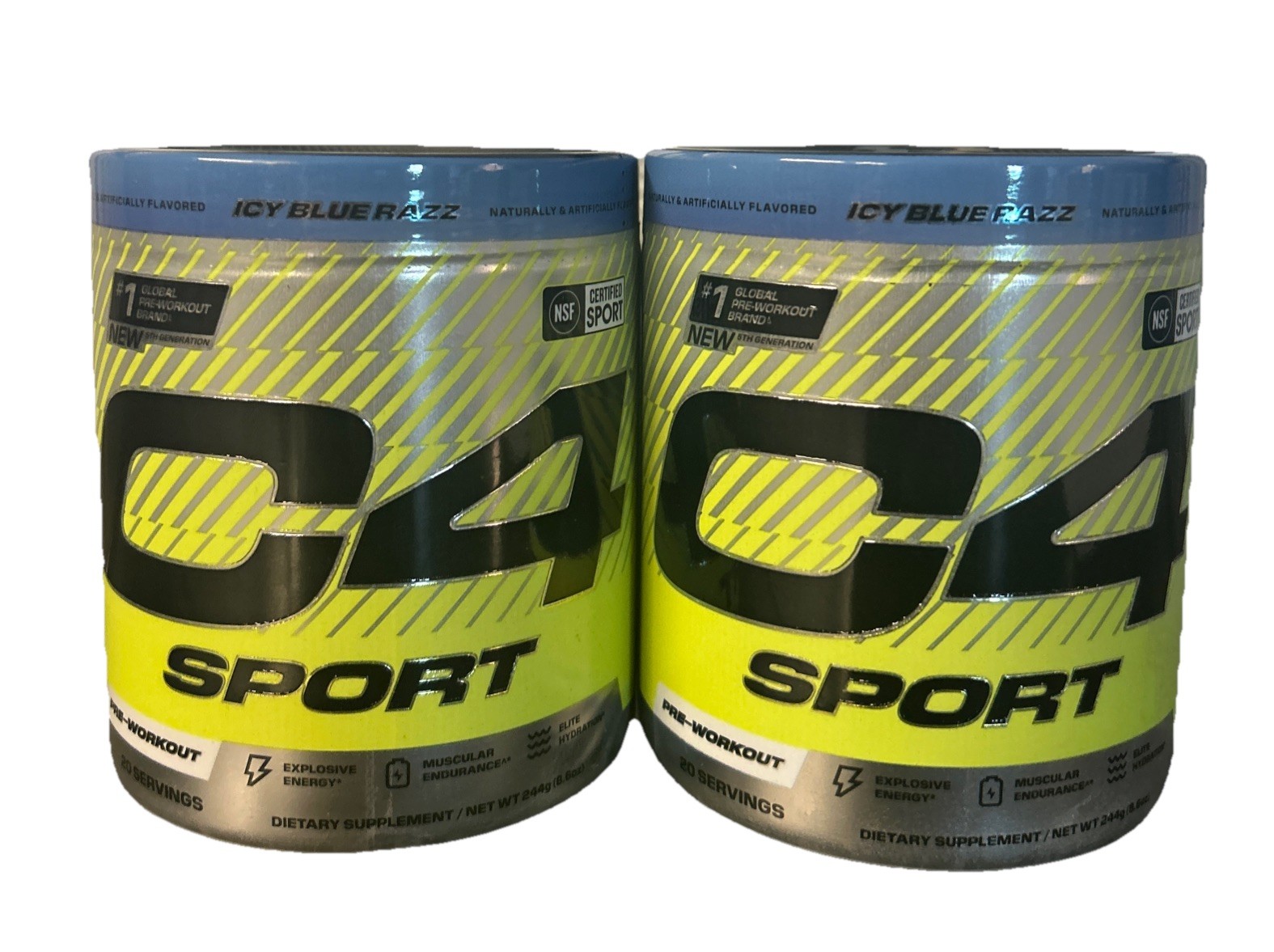 C4 Sport Pre-Workout Icy Blue Razz 8.6 oz 40 Servings 20 Each Exp 2/2027  X2