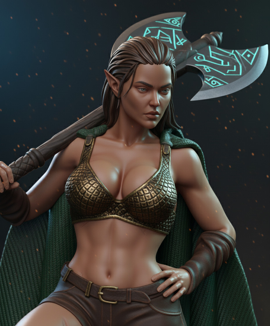 Dungeons & Dragons Playable Character - Female Elf Thalara - Barbarian, Fighter