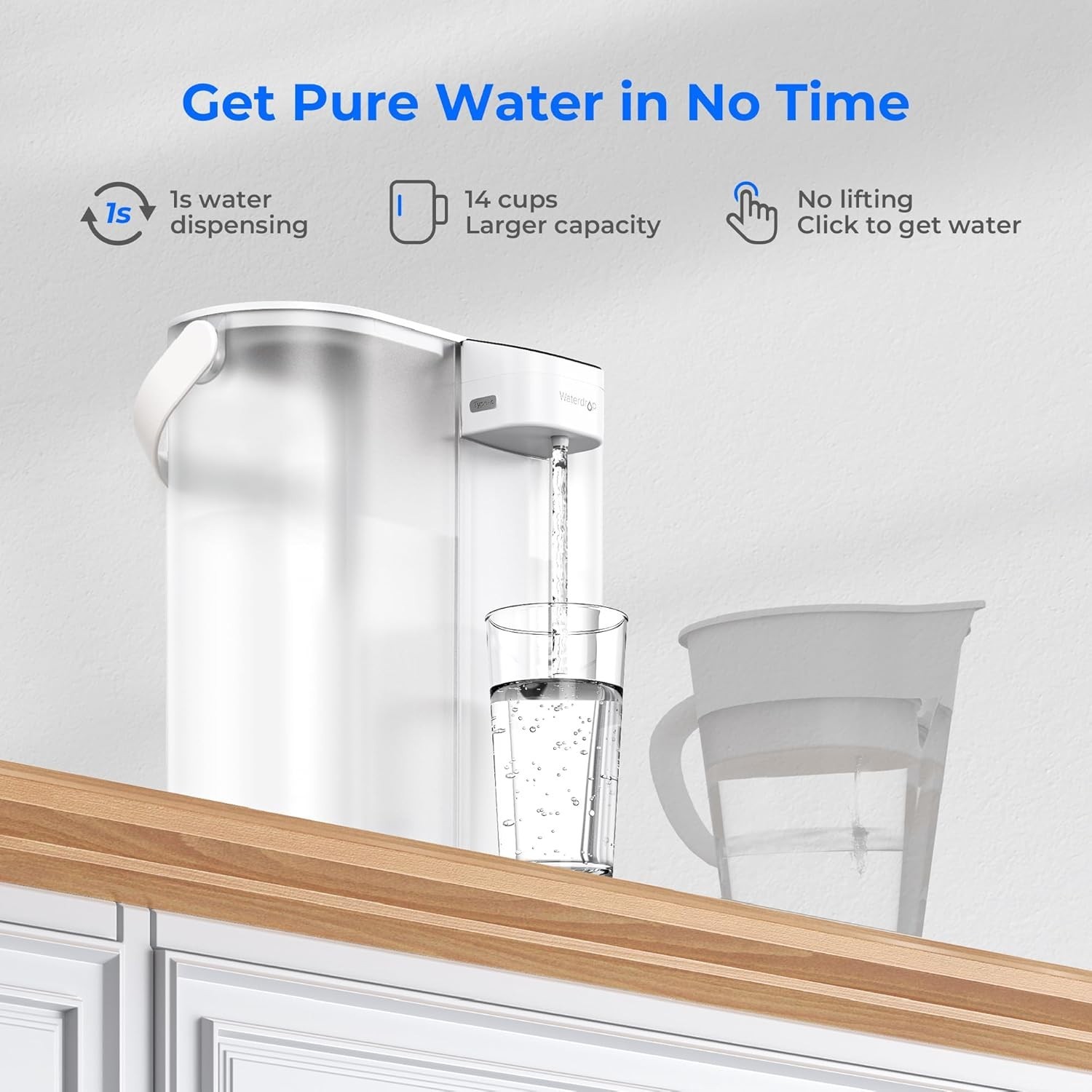 Waterdrop Compact Electric Water Filter Pitcher,200GallonWater Filter for Fridge