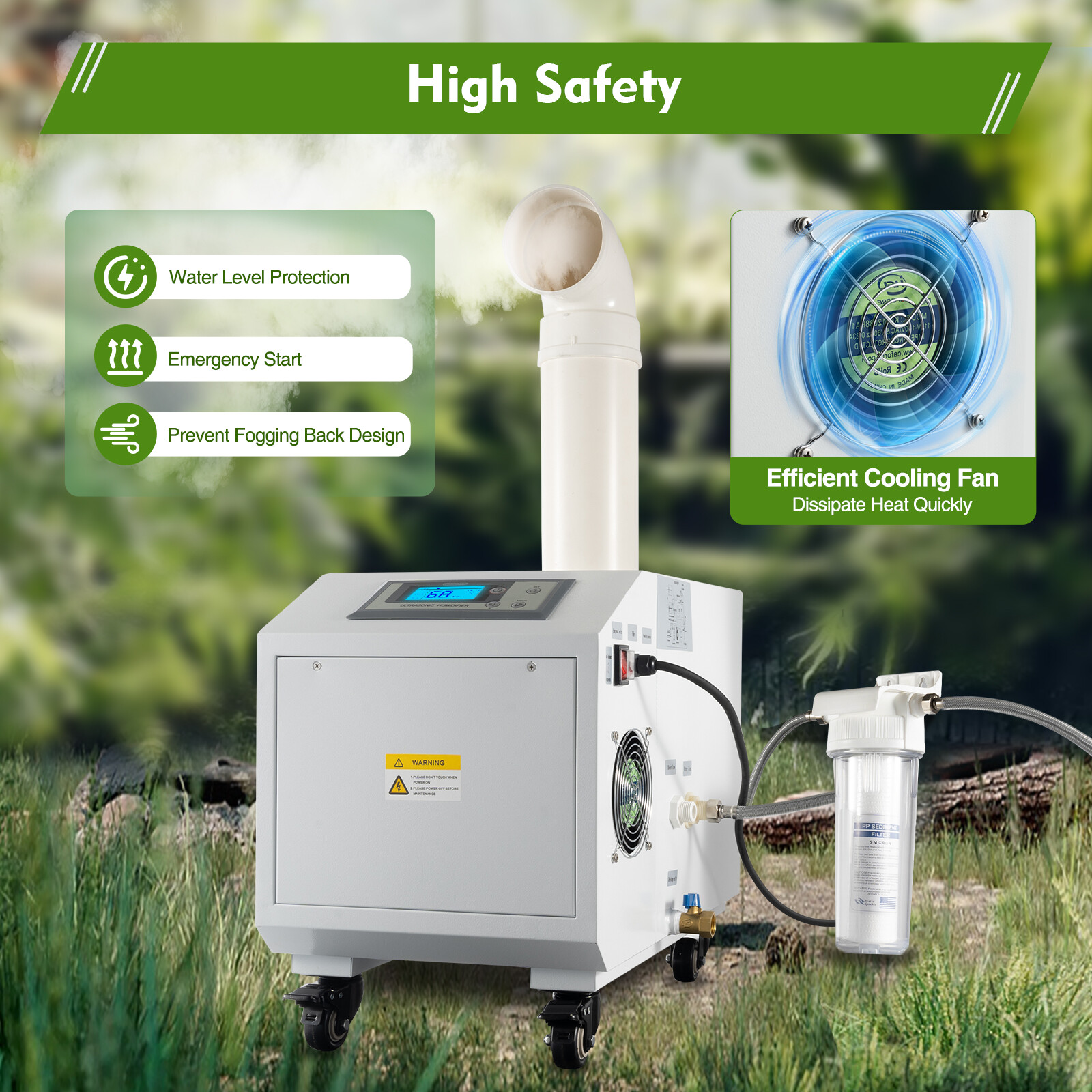 110V 300W Ultrasonic Humidifier Commercial Industrial Continuous Cool Fog Maker