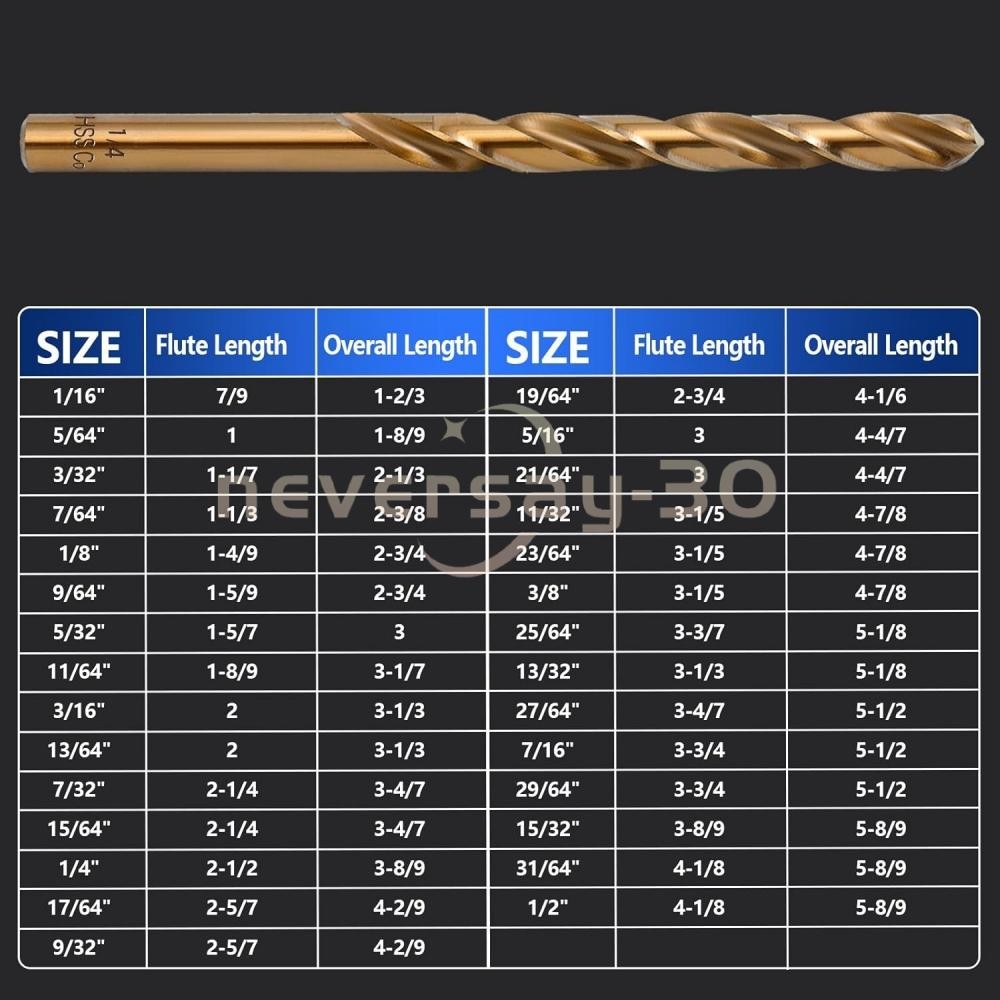 29PCS/Set HSS Drill Bits Black Gold Multi-Bits Twist Metal Drill Bit 1/16"-1/2"