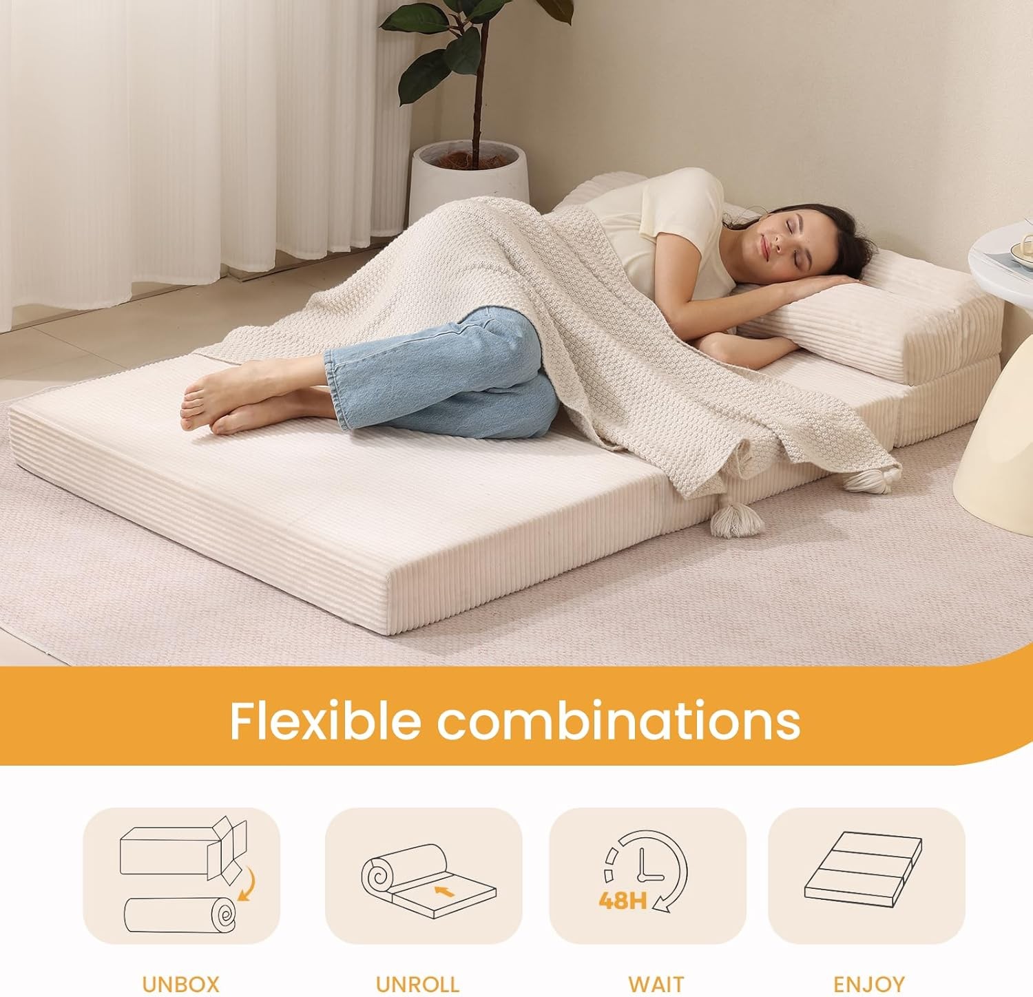 Folding Mattress Full 3 in 1 Convertible Sofa Bed Foldable Couch Bed Floor Couch