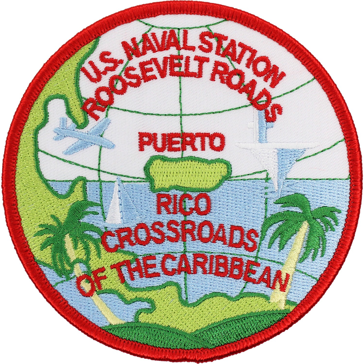 Naval Air Station Roosevelt Roads, Puerto Rico Patch (4"  x 4")  (Sew-On) P4150