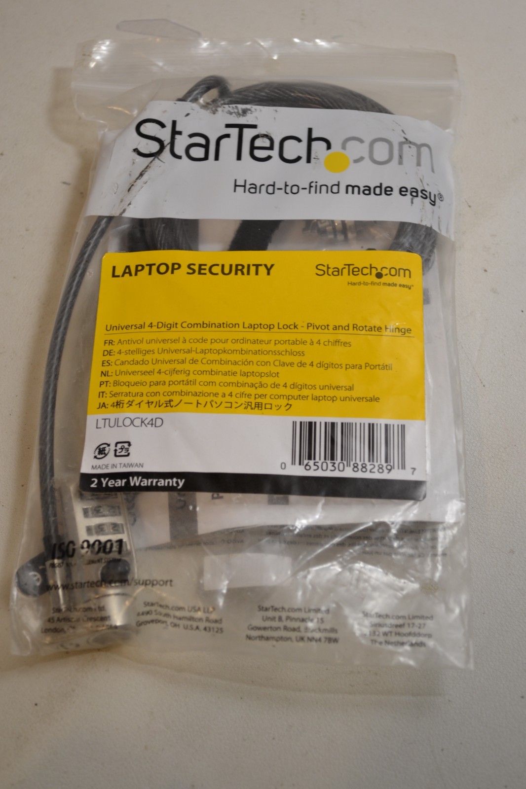 StarTech.com Universal  4-Digit Combination Laptop Cable Lock -Pivot & Rotate Hi