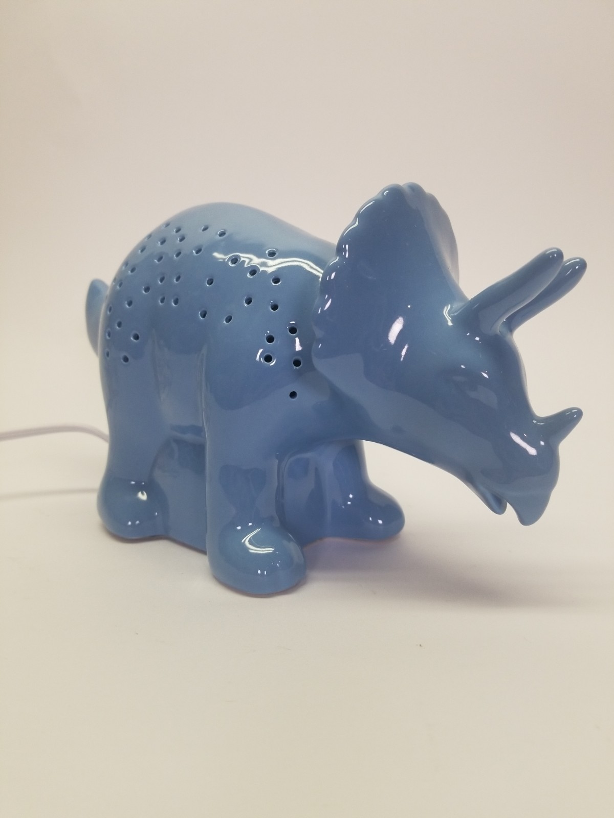Triceratops Blue Night Light Ceramic Unbranded Electric Corded Tested Works