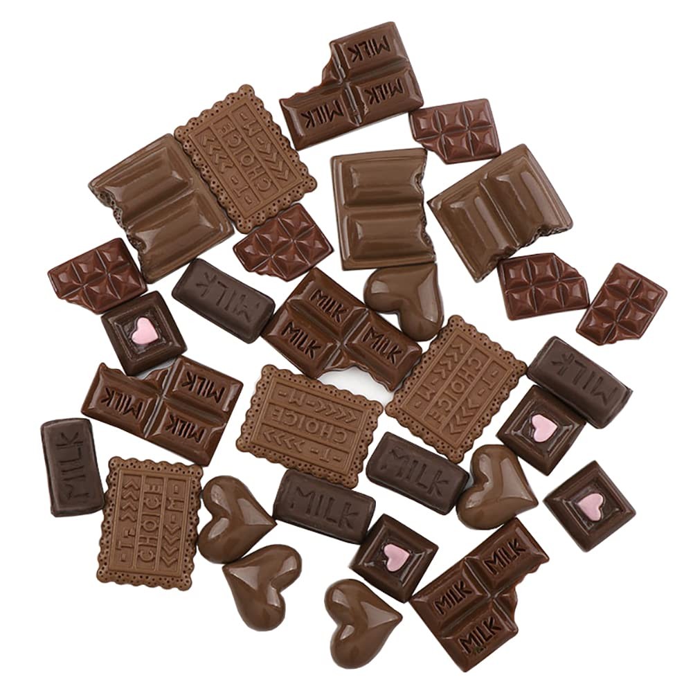 30 Pcs Chocolate Resin Charms Assorted Fake Candy Embellishments Flatback Cho...