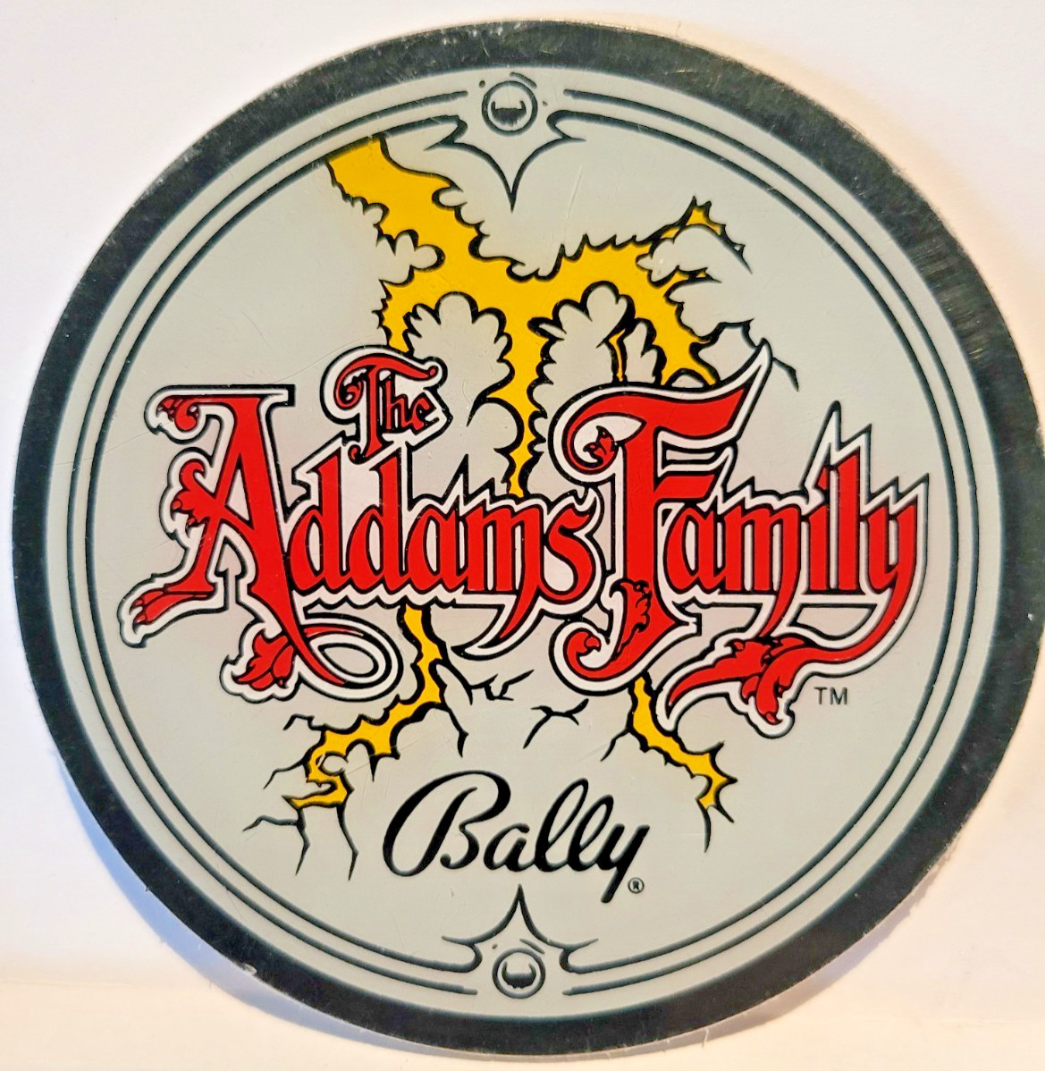 THE ADDAMS FAMILY PINBALL~ BALLY  Promo Plastic- Coaster, Speaker cover, Fob NOS