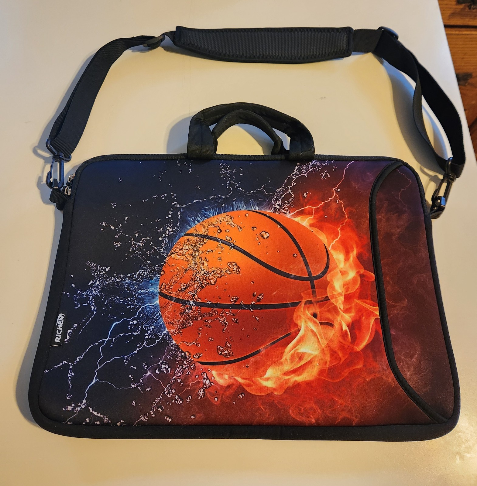 Basketball Flame Print Laptop Bag