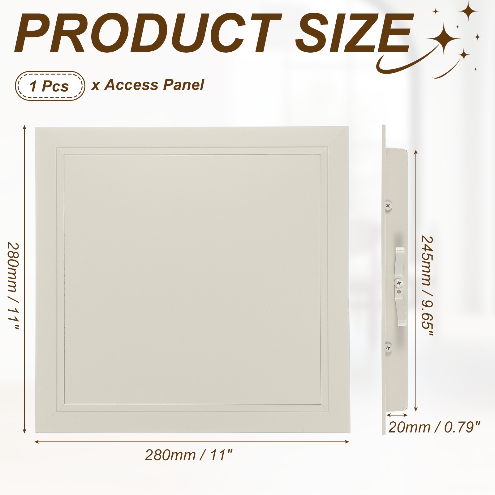 Access Panel (10" x 10") Plumbing Access Door Clip-on Installation, Light Brown