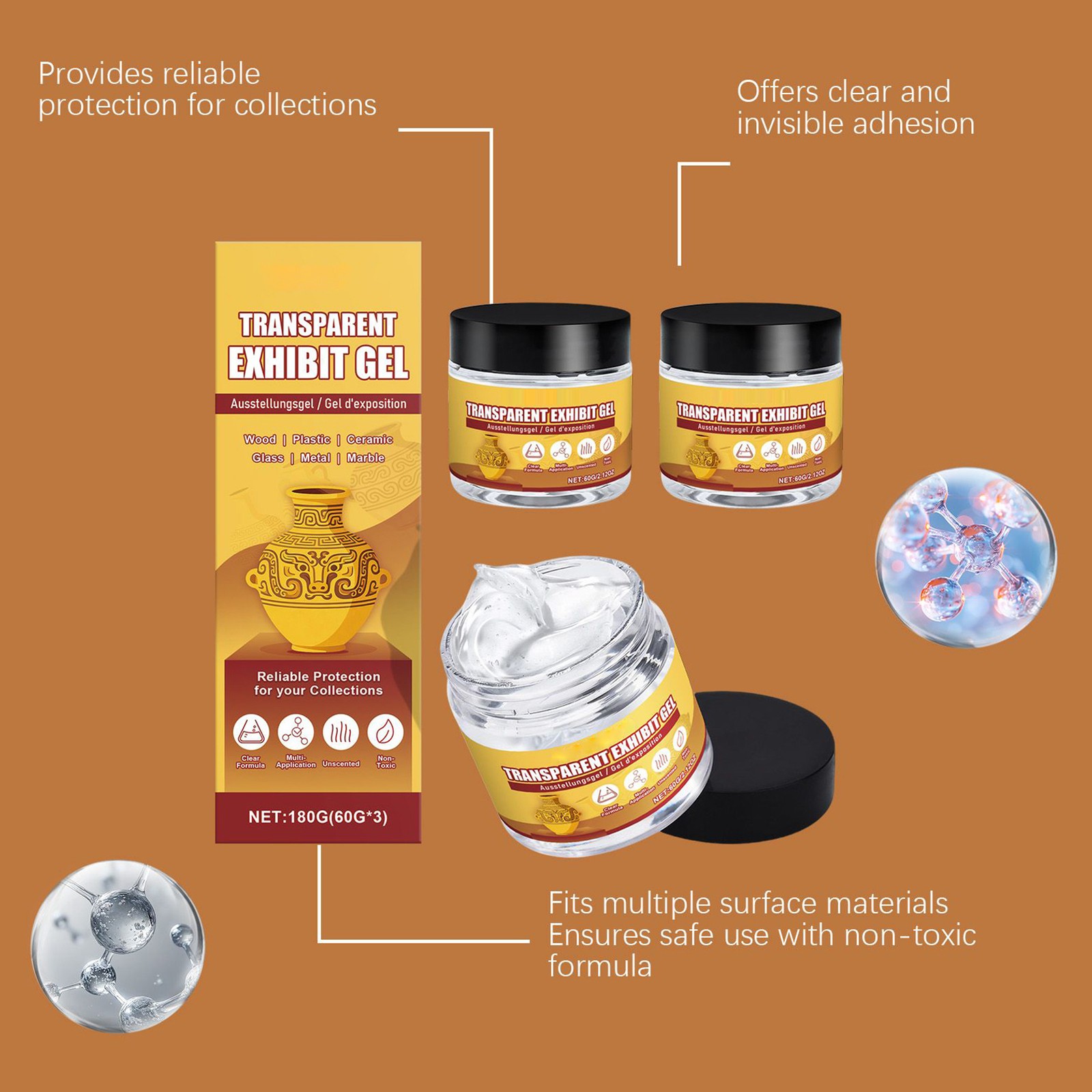Museum Gel Removable Clear Portable Museum Putty Collection Artifacts