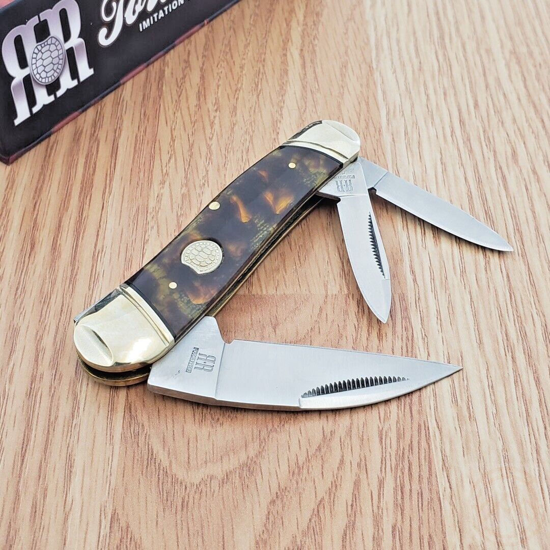 Rough Ryder Swayback Whittler Pocket Knife 440B Steel Blades Synthetic Handle