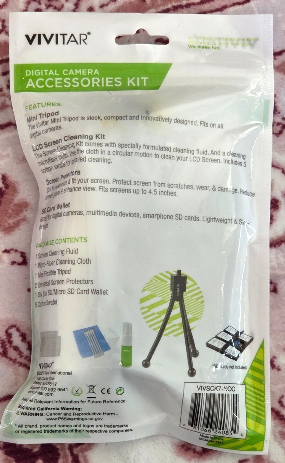 Vivitar Digital Camera Accessories Kit -Cleaning Fluid, Microfiber Cloth, Tripod