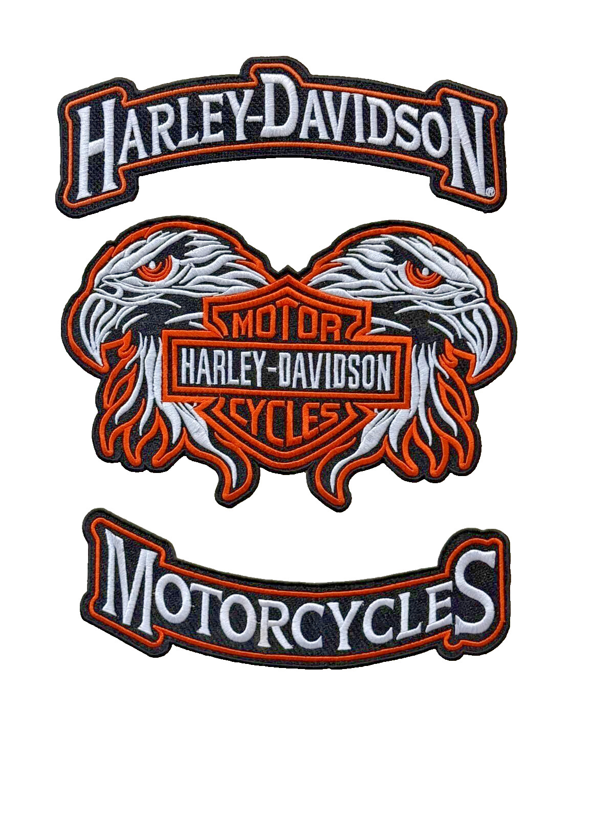 Harley Style Double Eagle Patches Embroidery Patch Iron/Sew-on (11.5 x 15") 3PC