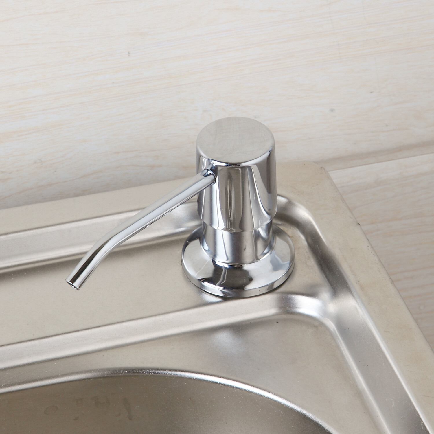 Kitchen Sink Chrome Stainless Steel Liquid Soap Dispenser Pump Plastic Bottle