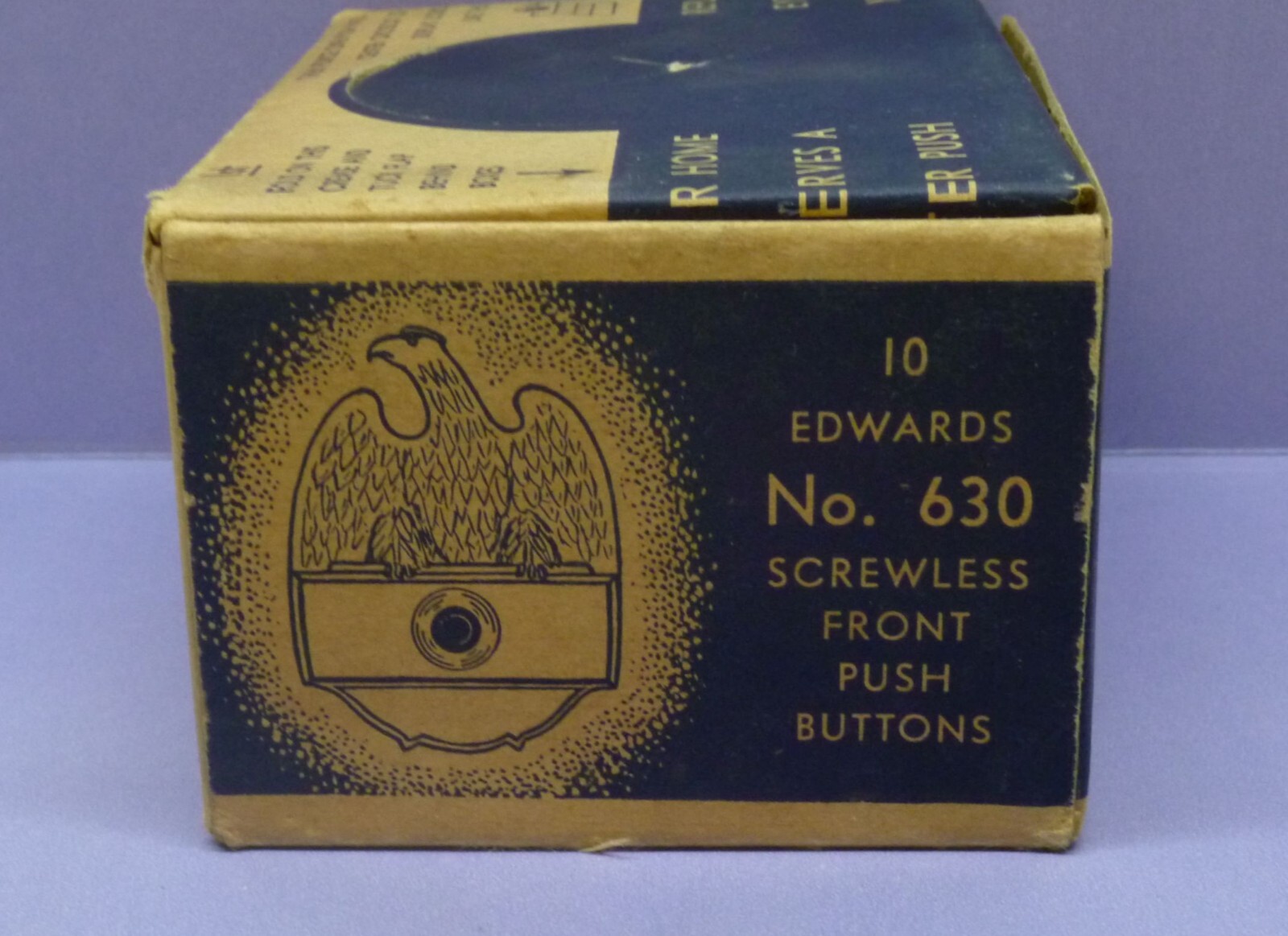 ✅ Vintage Edwards Brass Doorbell Push Button, Eagle Design, Screw-less Front USA