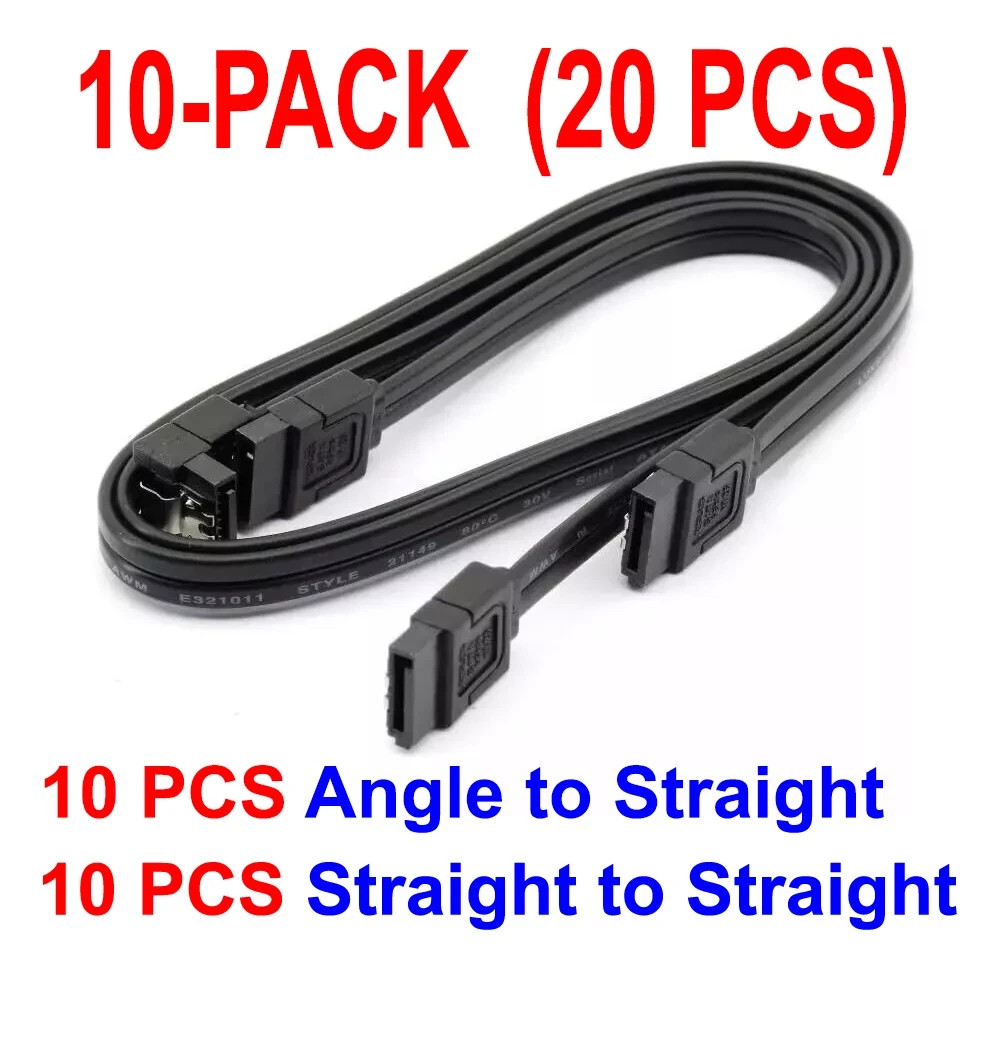 10-Pack ASUS SATA Cable III Angle to Straight and Straight  to Straight