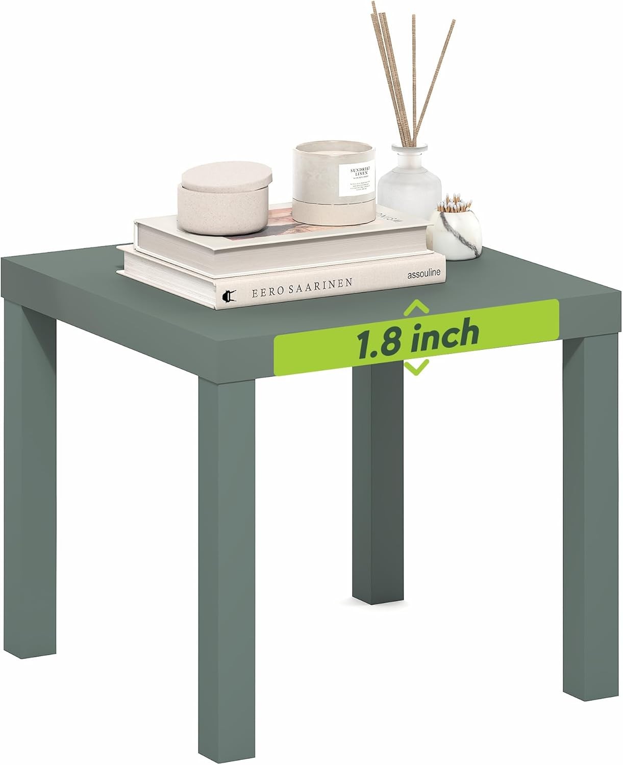 Classic Side Table Set of 2 Square Modern End Table W/ 1.8" Triple Thick