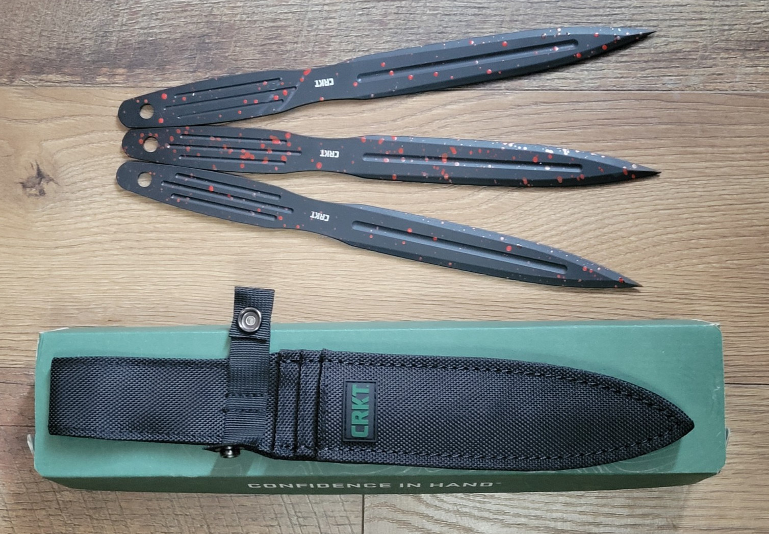 CRKT Onion Throwing Knives - 6.25" Black / Red 3-pack With Sheath K930RKP