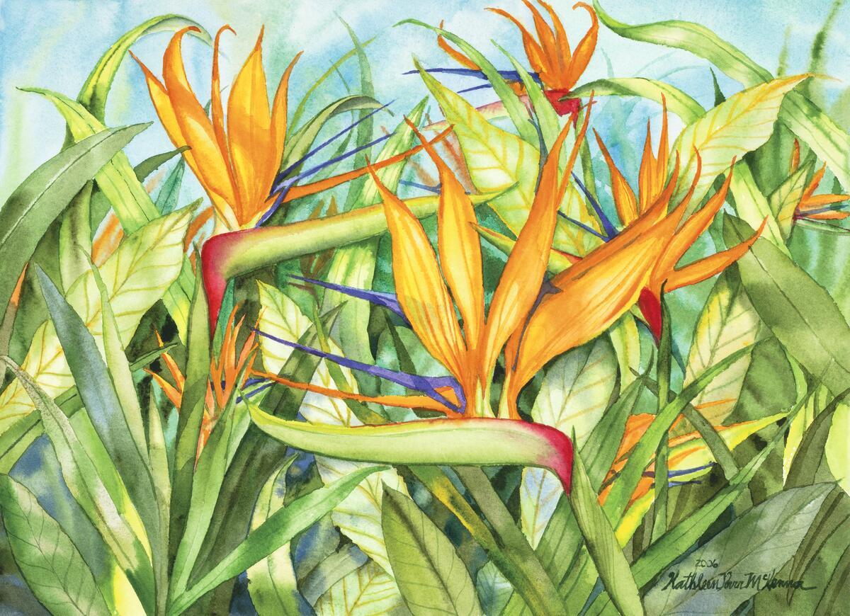 Ceramic Tile Mural Kitchen Backsplash - Birds of Paradise - Floral Flower Art