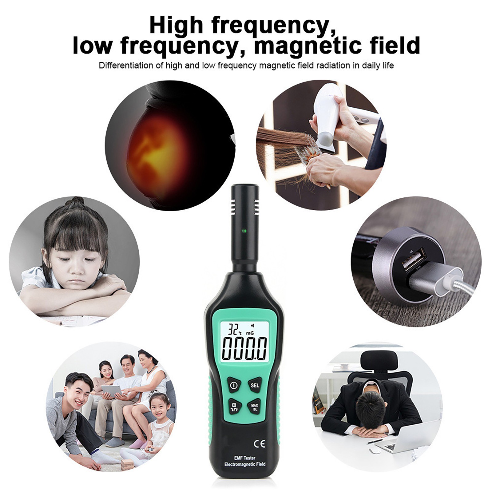 LCD Radiation Dosimeter EMF Meter Electromagnetic Radiation Detector Accessories