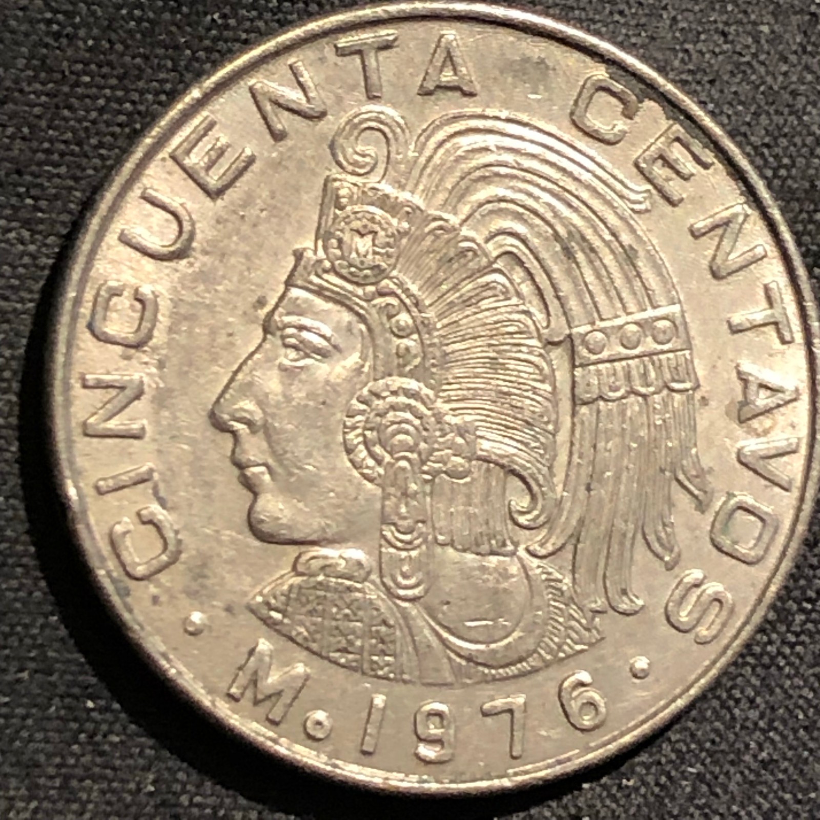 1976 Mexico 50 Centavos Copper-Nickel Coin - AU (About Uncirculated) condition