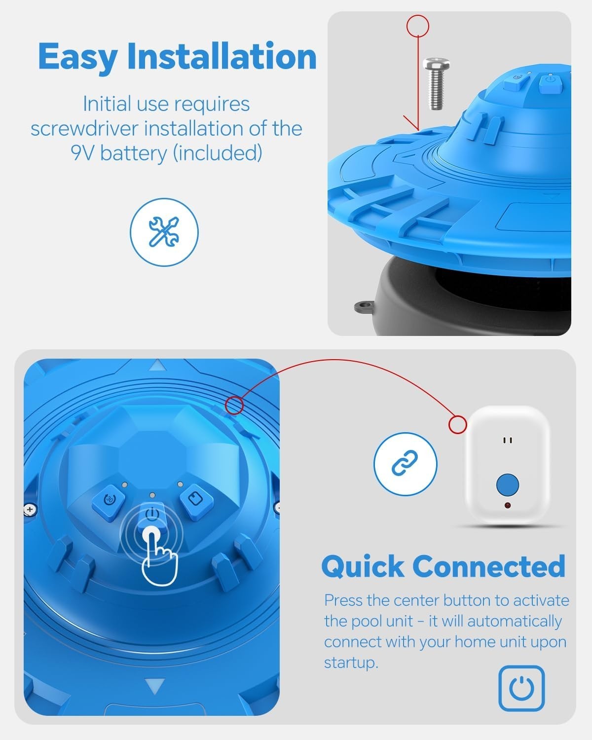 Pool Alarm for Inground & Above Ground Pools Adjustable Sensitivity 110dB Siren