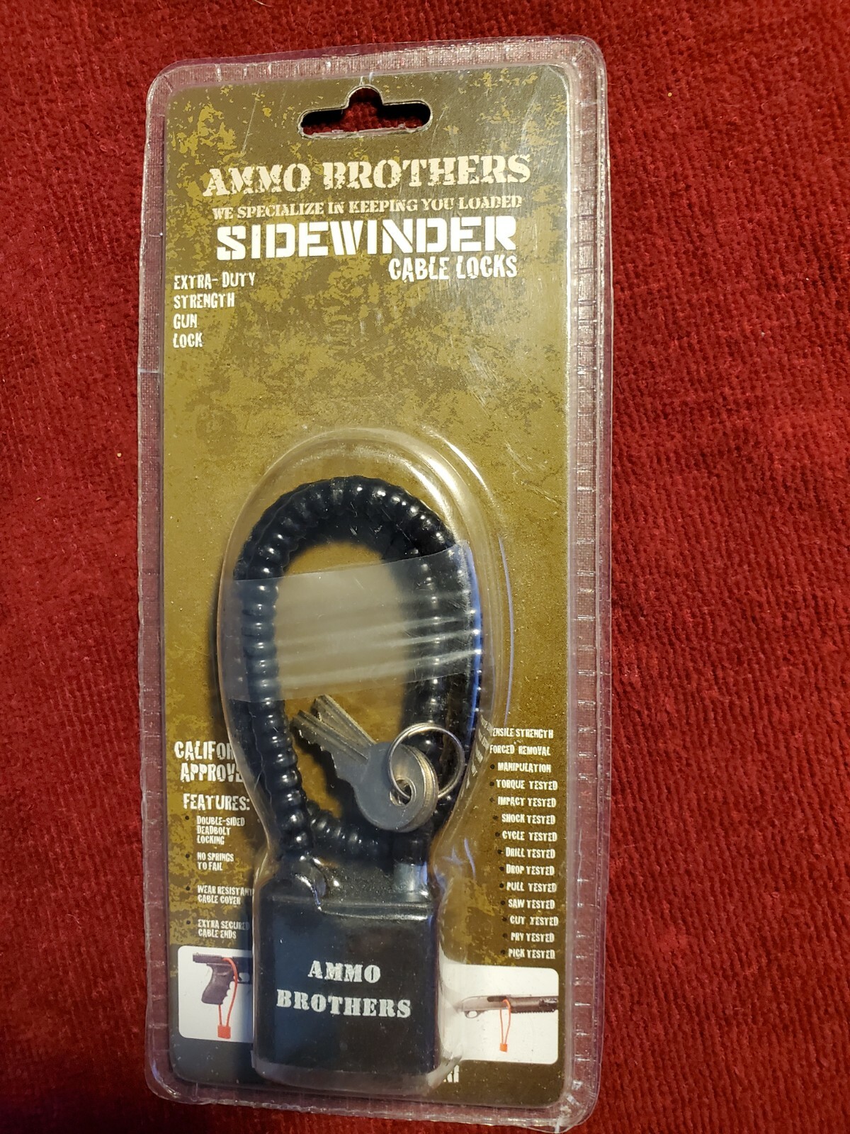 NEW SEALED AMMO BROTHERS 15" CABLE GUN LOCK AIM MFG. MODEL CGL01 2 KEYS