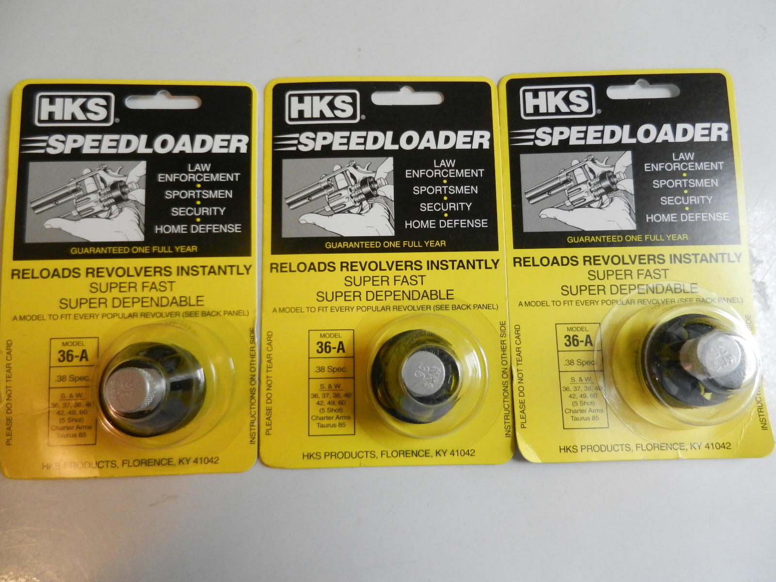 HKS Speedloader; 36-A; 5-Shot; 3 Pack; 38 Spec; 357 Mag; Fast & Dependable