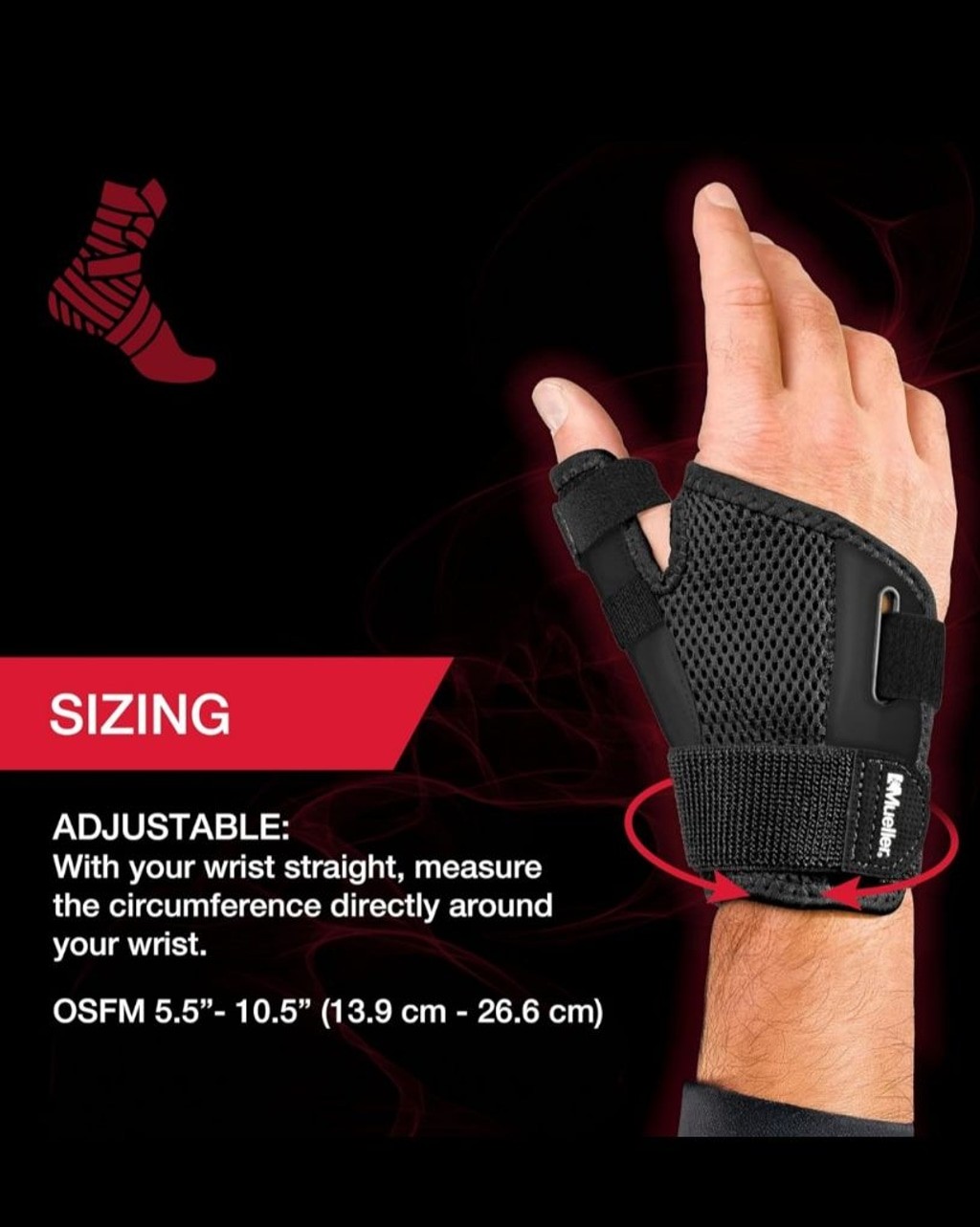 Men's Mueller Black Thumb Stabilizer One Size New