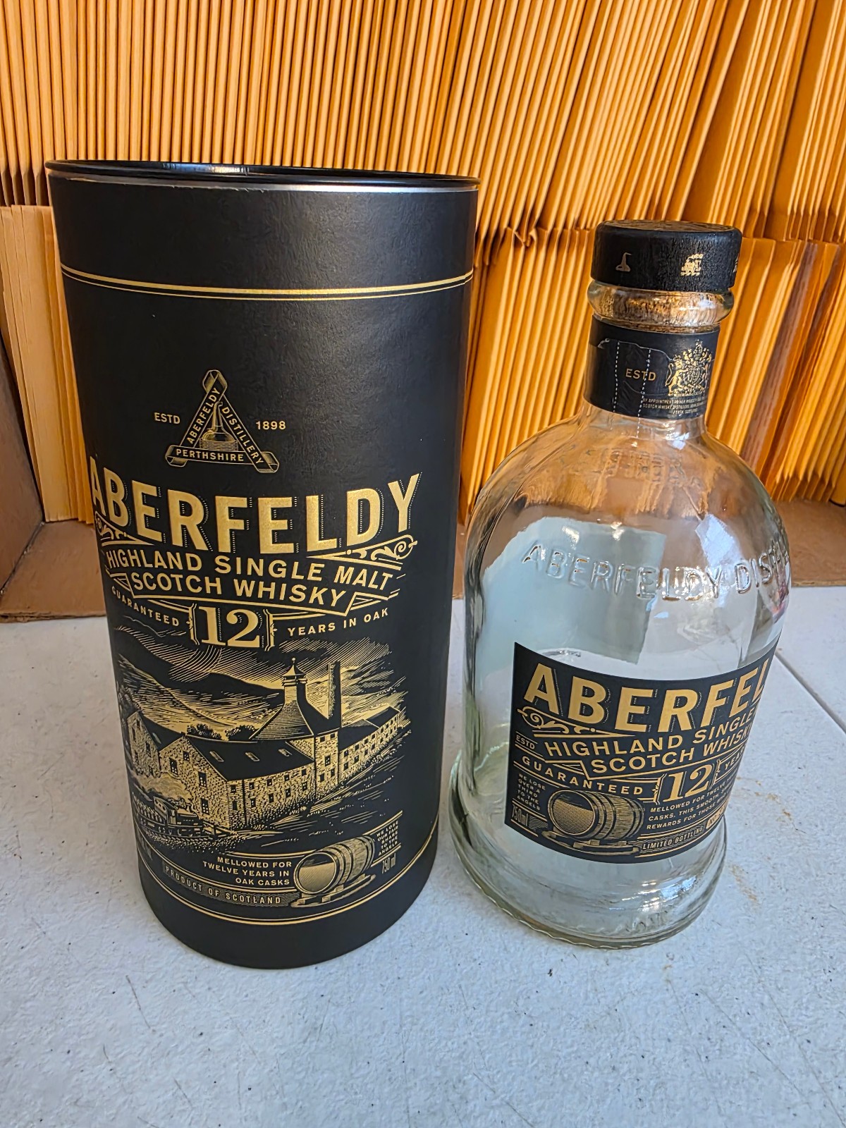 Aberfeldy Highland 12 Year Empty Liquor Single Malt Scotch Whisky Bottle 750 ml