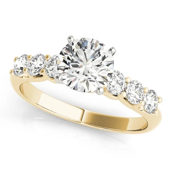 Round Cut 1.65 Ct VVS1 Diamond Lab-Created Engagement Ring 14K Yellow Gold FN