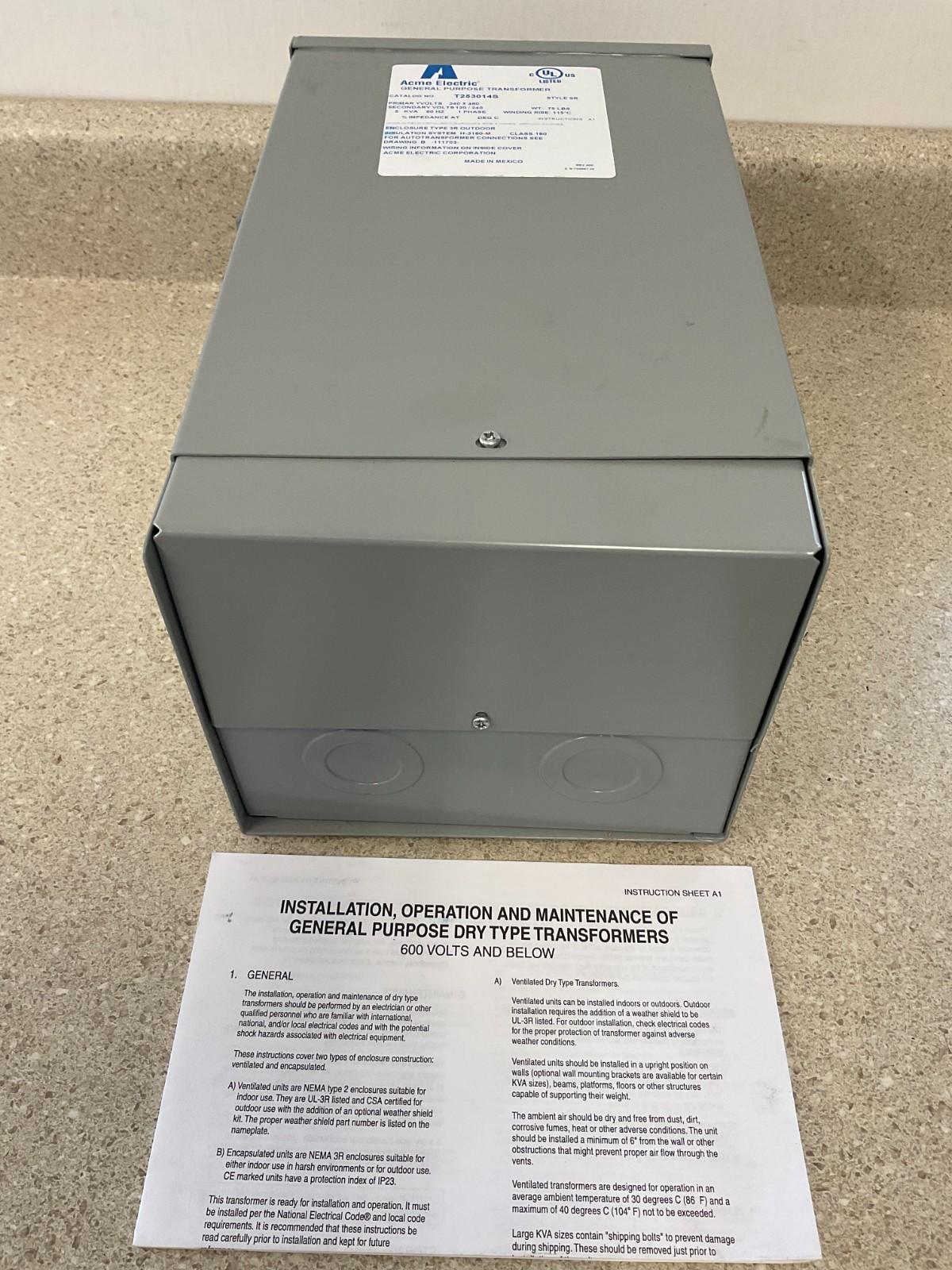 Acme Electric T2530145 5KVA Type 3R Outdoor NEW