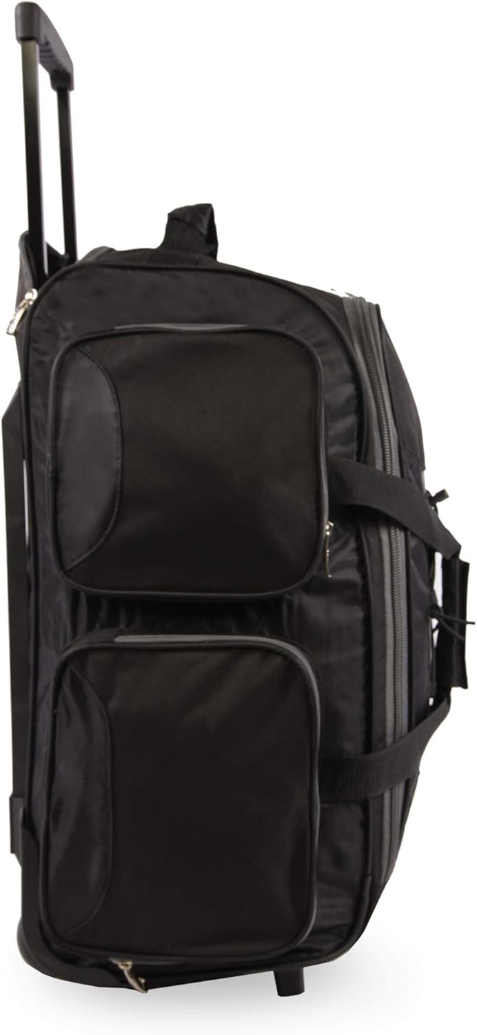 22" Lightweight Carry On Rolling Duffel Bag, Black