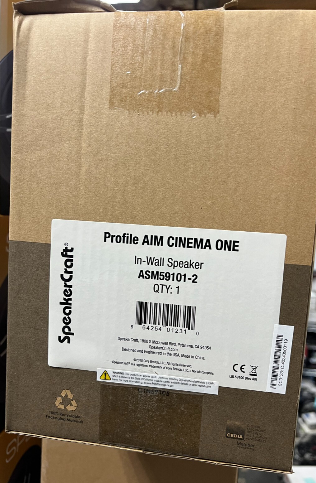 SpeakerCraft ASM59101 Profile AIM Cinema One In-Wall Speaker White ( Each)