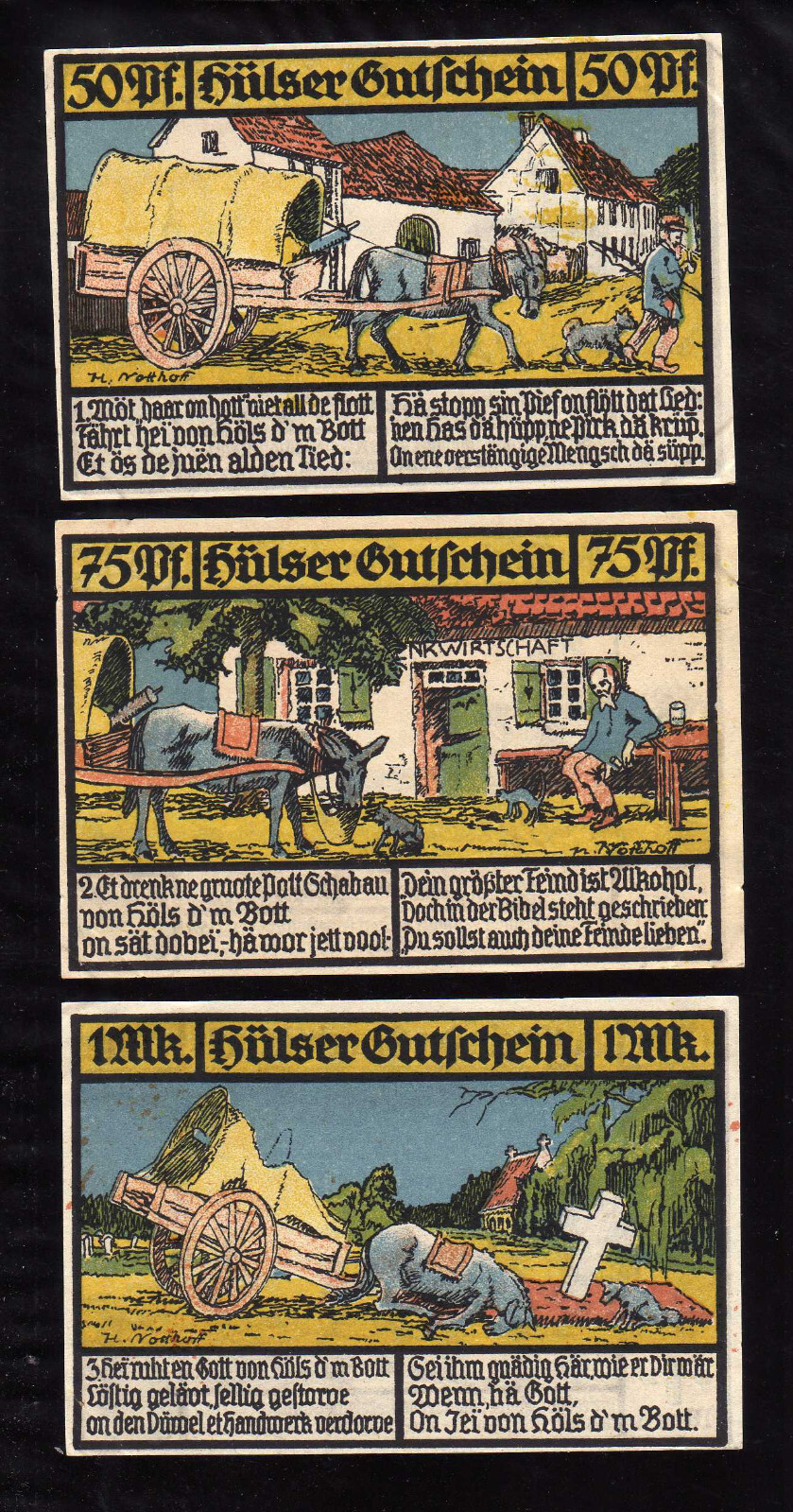 HULS -  GERMANY NOTGELD - 50, 75 PFENNIG, 1 MARK