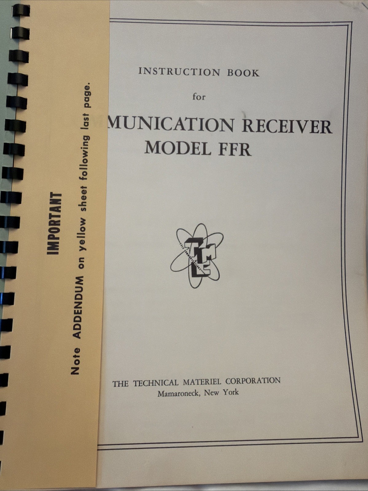 Communication Receiver Model FFR Instruction Book Schematics Illustrations 1953