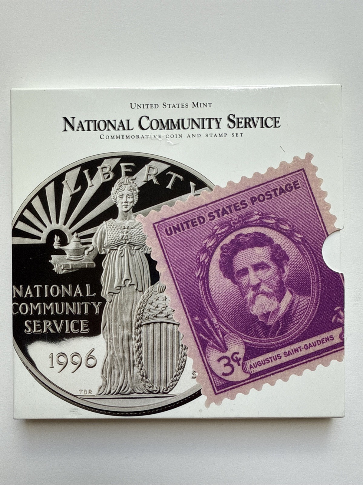 National Community Service Coin And Stamp Set Proof 90% Silver .76 Troy Oz