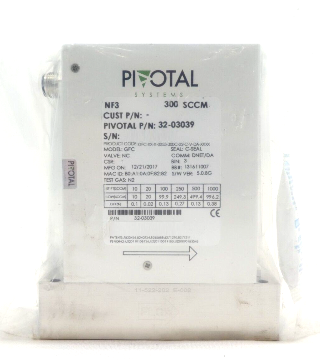 Pivotal Systems 32-03039 Mass Flow Controller MFC 300 SCCM NF3 New Surplus