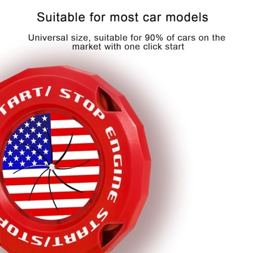 Car Push Start Button Cover, American Flag Design Vehicle Engine One Start Red