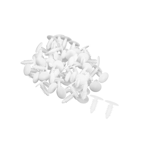 Universal 5mm Push Bumper Fastener Rivet Clips White - Pack of 50 Stylish