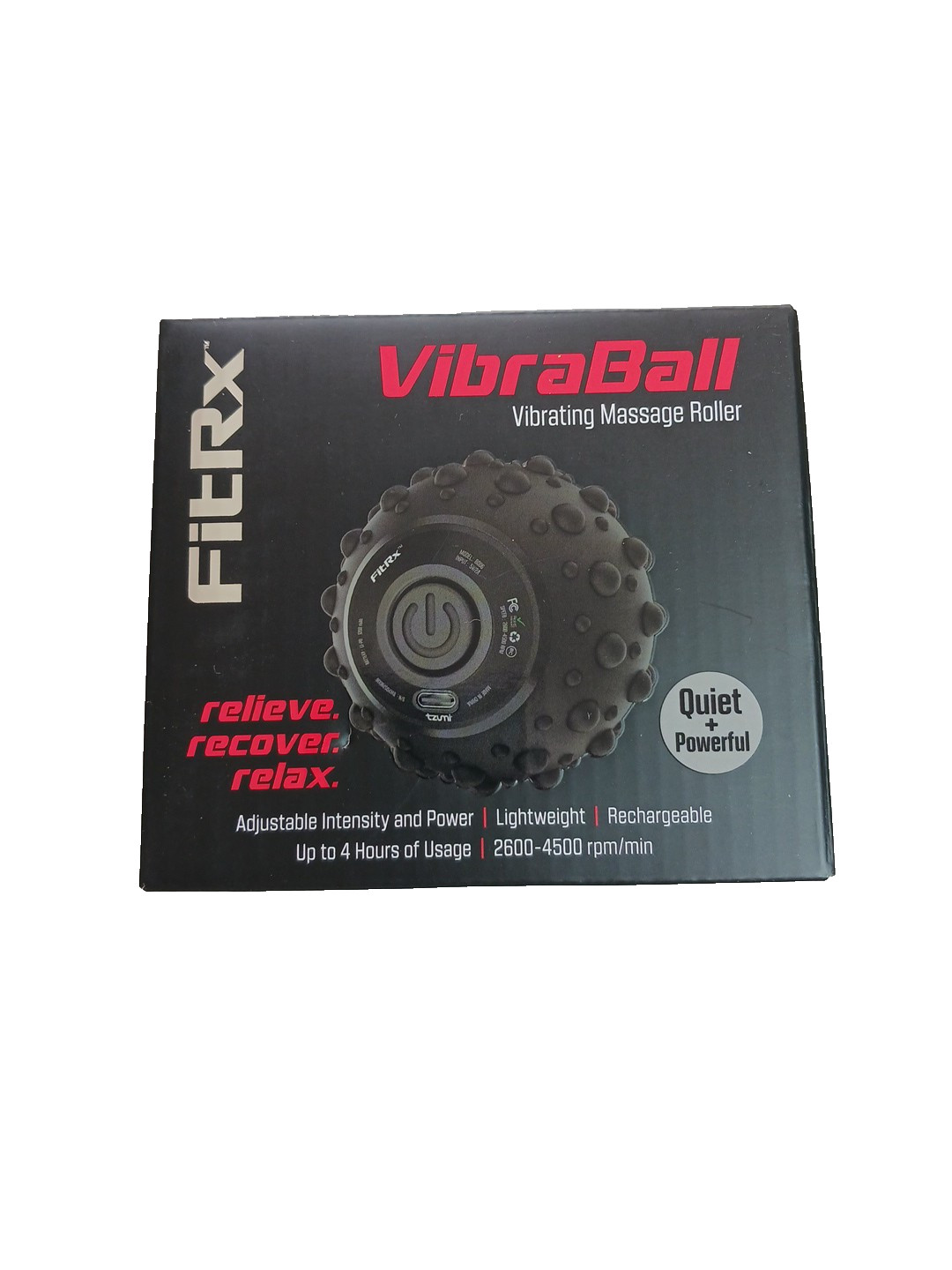 FitRx VibraBall - Rechargeable Compact Massager up to 4500RPM for Full-Body New